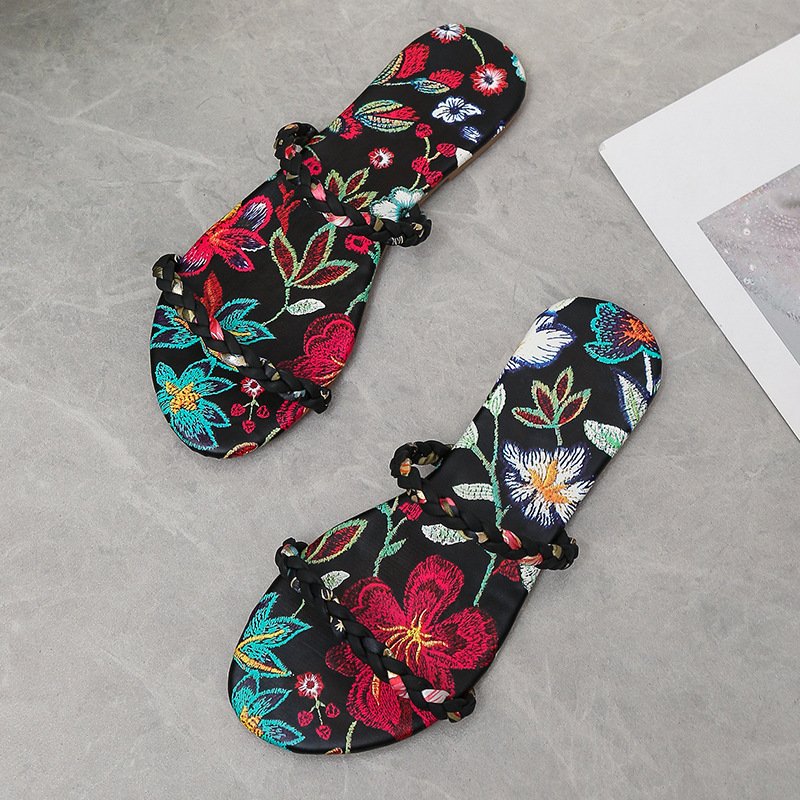 Summer Flat Comfort Square toe ladies slides slippers sandales femmes women designers sandals slipper