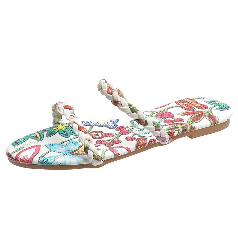 Summer Flat Comfort Square toe ladies slides slippers sandales femmes women designers sandals slipper