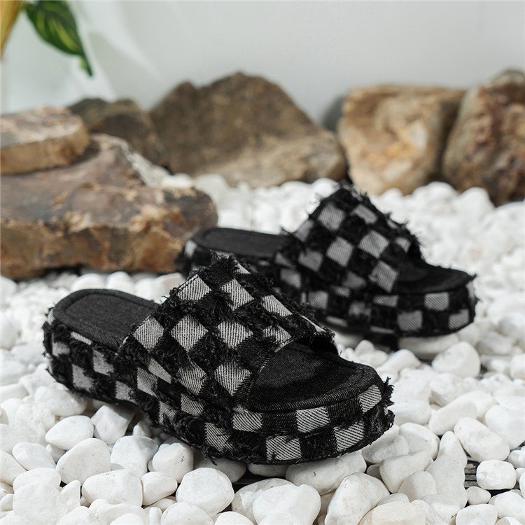 Summer Women's New Thick Soled Denim Sandals Casual Sport Beach Ladies Slides Fashion Women Slippers