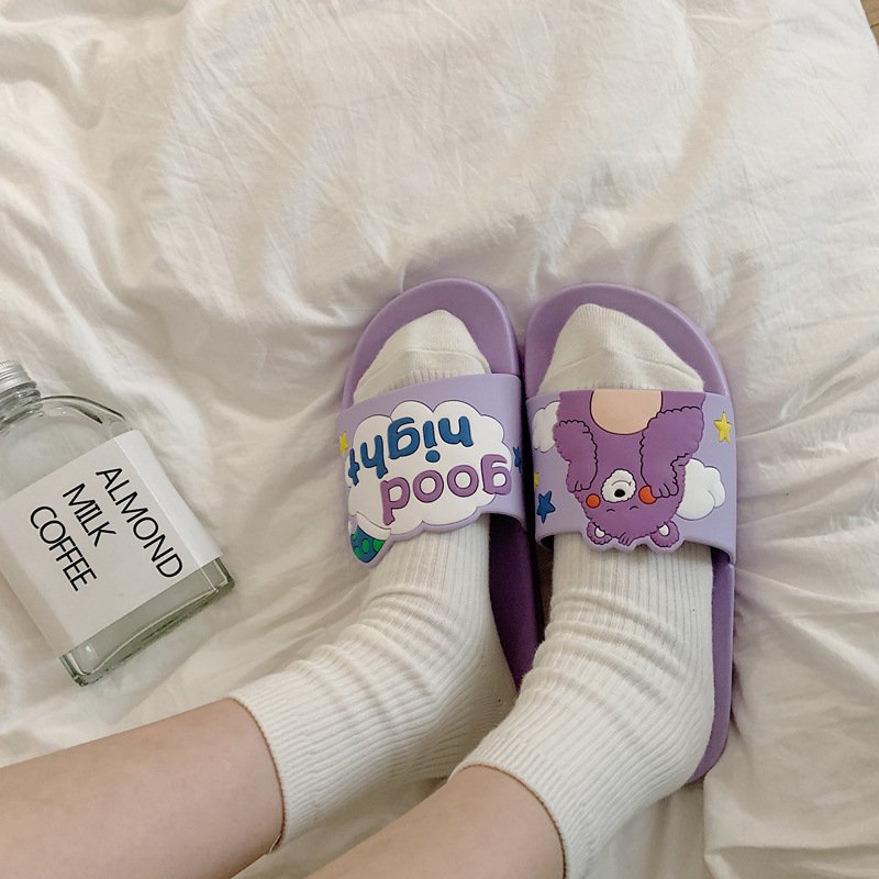 XIXITIAO summer women's shoes cartoon cute indoor home slippers bear animal printed slides slippers for women ladies girls