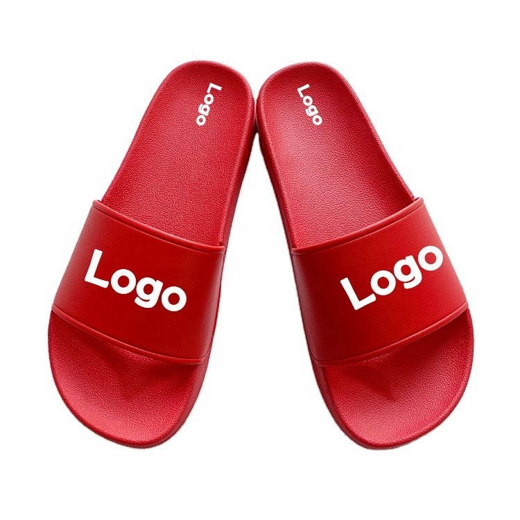 Plus Size Men's Custom Logo Slides Slippers Super Soft Air Cushion 3-D Rubber Custom Slides Footwear Men Slippers Box With Logo