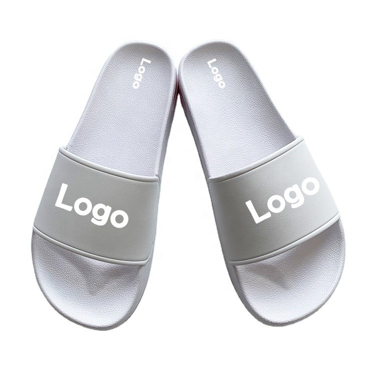 Plus Size Men's Custom Logo Slides Slippers Super Soft Air Cushion 3-D Rubber Custom Slides Footwear Men Slippers Box With Logo