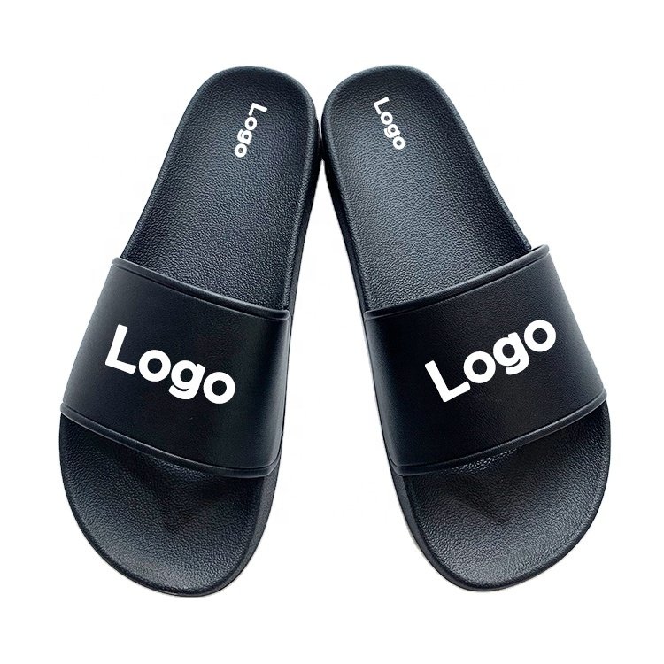 Plus Size Men's Custom Logo Slides Slippers Super Soft Air Cushion 3-D Rubber Custom Slides Footwear Men Slippers Box With Logo