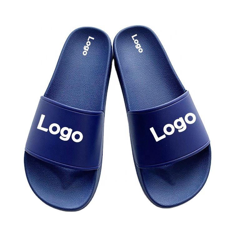 Plus Size Men's Custom Logo Slides Slippers Super Soft Air Cushion 3-D Rubber Custom Slides Footwear Men Slippers Box With Logo