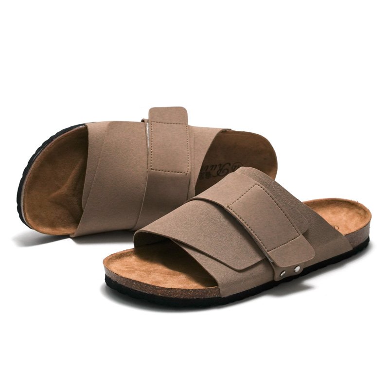 Women's Customized Printing Outdoor Solid color Couple Cork Sandals New Design Anti Slip Women Flat Slide Slippers