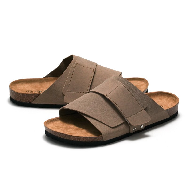 Women's Customized Printing Outdoor Solid color Couple Cork Sandals New Design Anti Slip Women Flat Slide Slippers