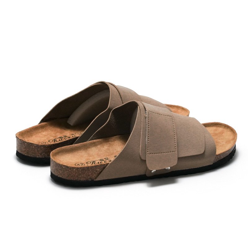 Women's Customized Printing Outdoor Solid color Couple Cork Sandals New Design Anti Slip Women Flat Slide Slippers