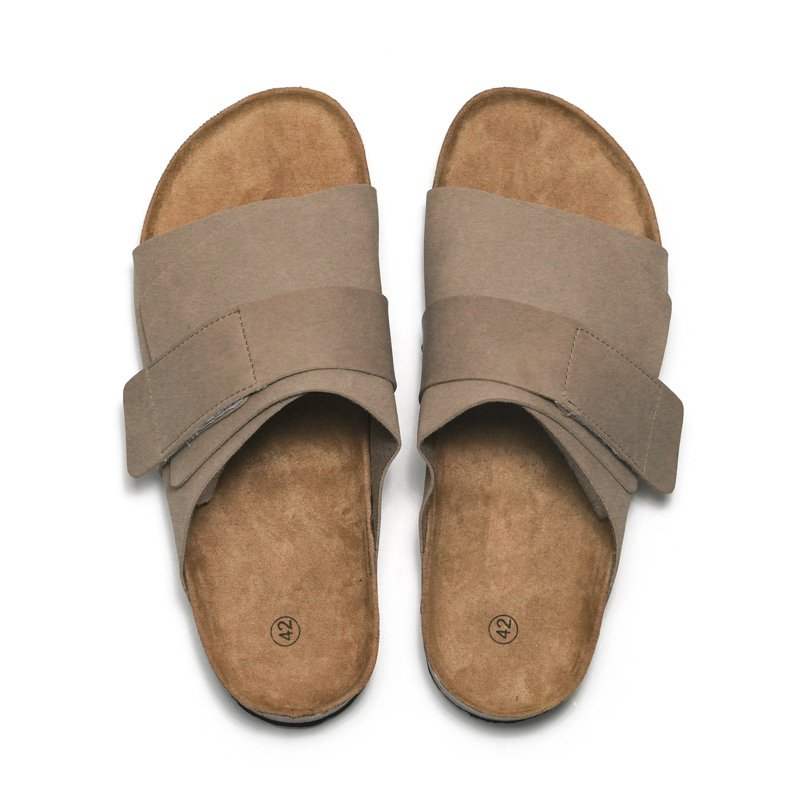Women's Customized Printing Outdoor Solid color Couple Cork Sandals New Design Anti Slip Women Flat Slide Slippers