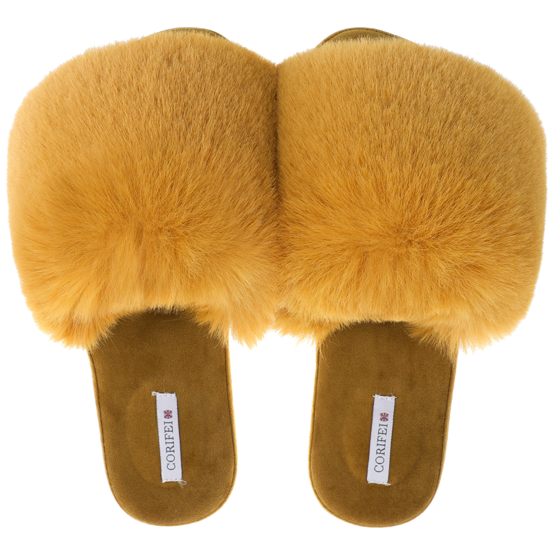 CORIFEI hot sale wholesale long cony hair upper design Fur Bedroom Slippers