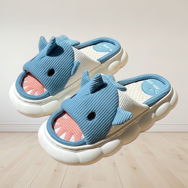 Four season house cute cartoon animal linen women girl shark slippers