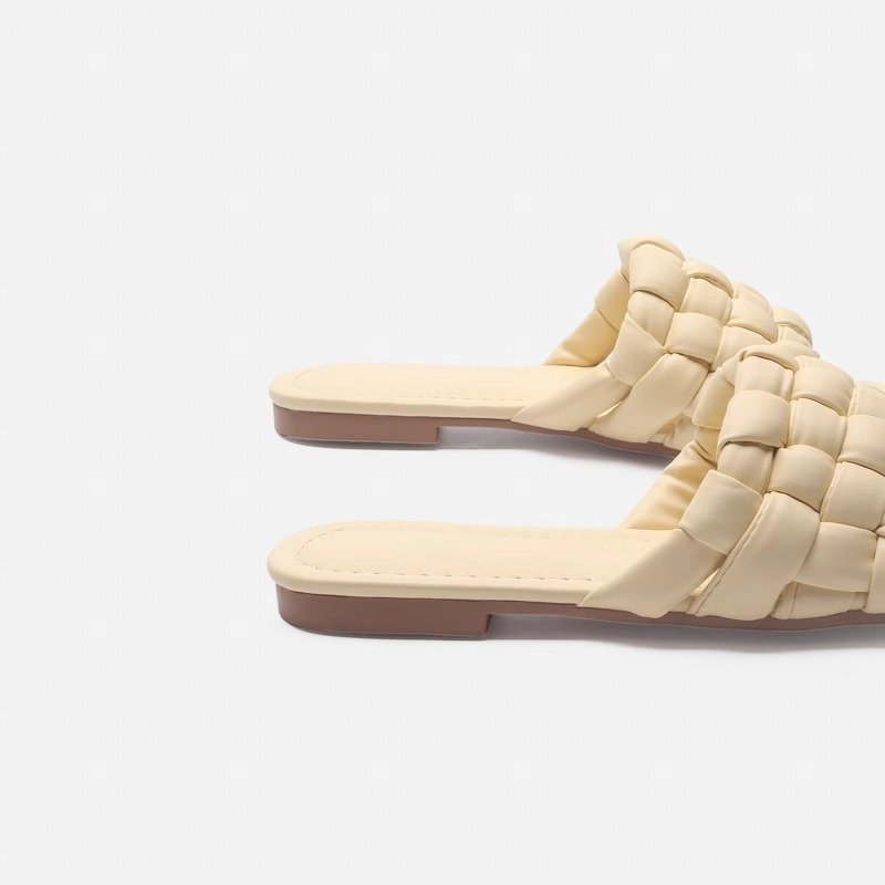 Trend Fashion Summer Beach Slipper Woven Flat Slides Anti-slips Women Outdoor Casual Daily Sandals Genuine Leather Slippers