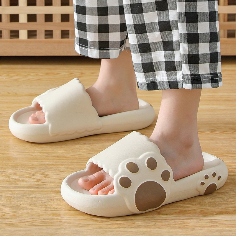 Cute Cat's Paws Cartoon Pet Pattern Anti-skidding Mute Slides Slippers Home Indoor Slippers For Women Soft Sole Flip Flops