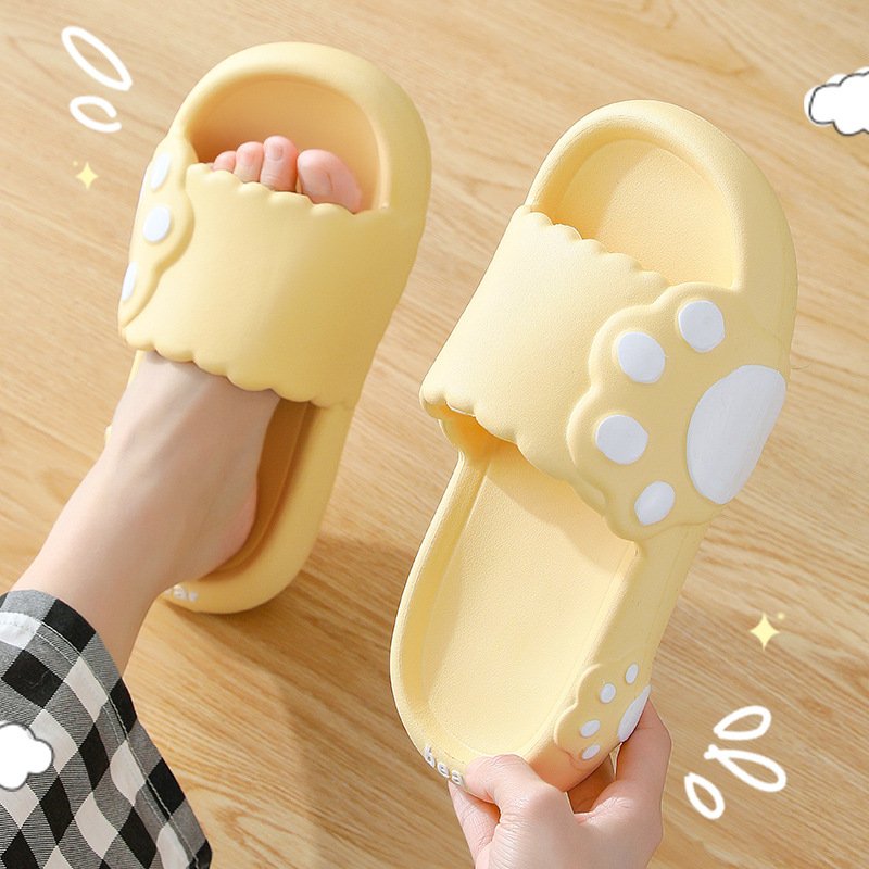 Cute Cat's Paws Cartoon Pet Pattern Anti-skidding Mute Slides Slippers Home Indoor Slippers For Women Soft Sole Flip Flops