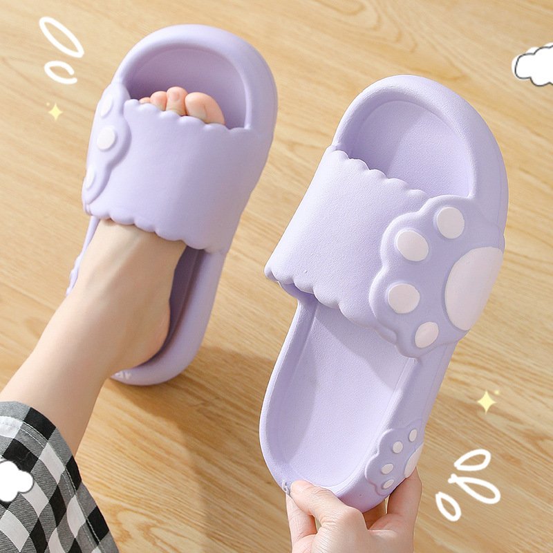Cute Cat's Paws Cartoon Pet Pattern Anti-skidding Mute Slides Slippers Home Indoor Slippers For Women Soft Sole Flip Flops