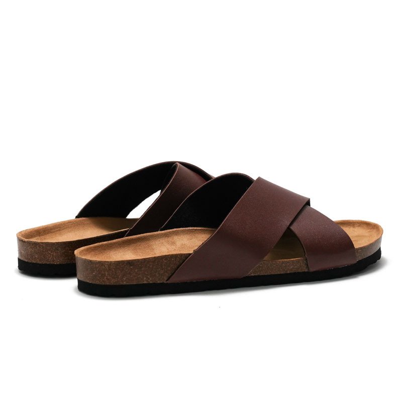 Summer New Fashion Custom Cork Sandals Anti-slip Men Cork Slippers Beach Casual Slippers Slides Shoes EVA PU Outdoor Daily Wear