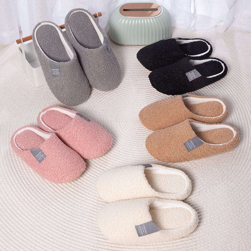 Lightweight OEM Soft Warm Wool Home Slipper Socks Plush Indoor Non Slip Floor Slides Slippers