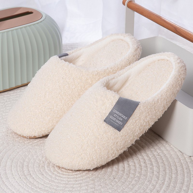 Lightweight OEM Soft Warm Wool Home Slipper Socks Plush Indoor Non Slip Floor Slides Slippers