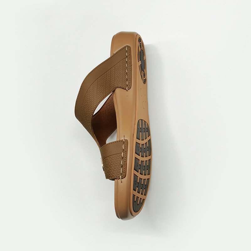 Custom wholesale beach slides slippers outdoor men PU leather beach sandals shoes