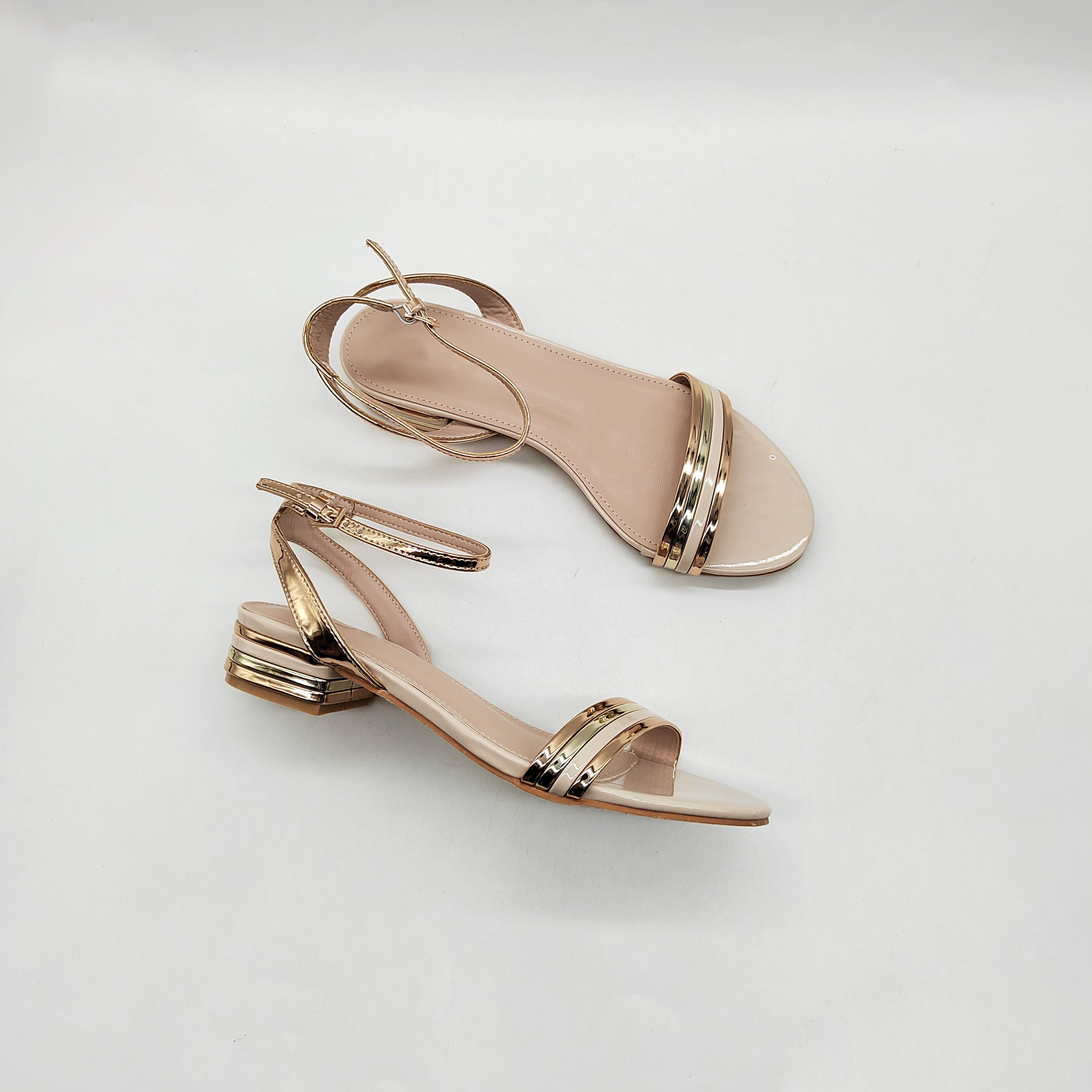 high quality new women and ladies flat sandals party dress shoes gold low heel shiny slipper and sandals for summer