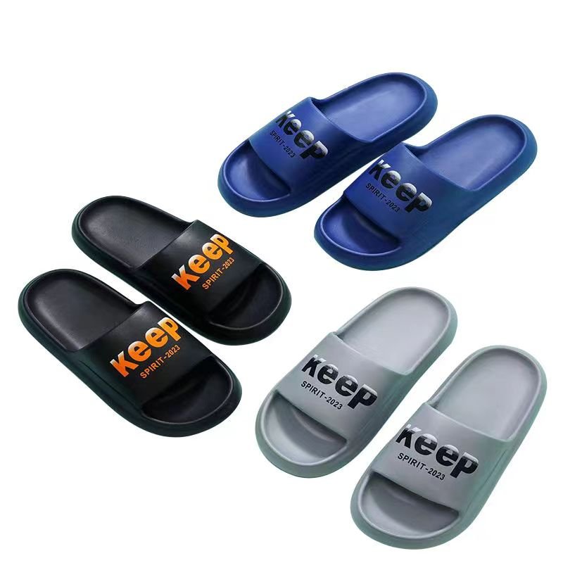2024 Slide For Man Indoor EVA Sandals Custom Logo Print Men Embossed Slide striped color Slide Slipper Design Supplier