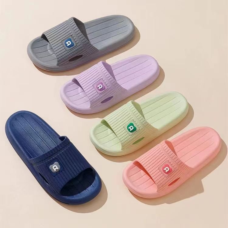 2024 Slide For Man Indoor EVA Sandals Custom Logo Print Men Embossed Slide striped color Slide Slipper Design Supplier