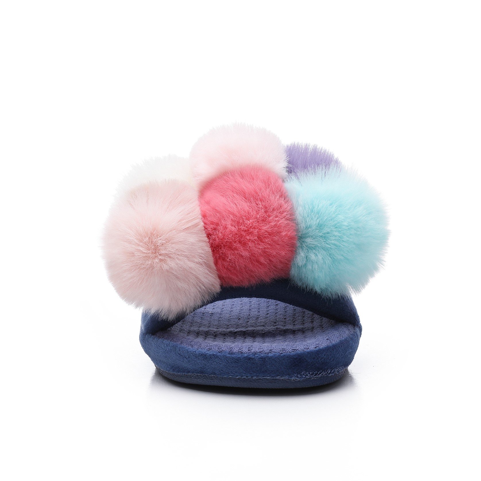 Wholesale open toe soft faux fur sole lady slides plush slippers for women cotton house shoes
