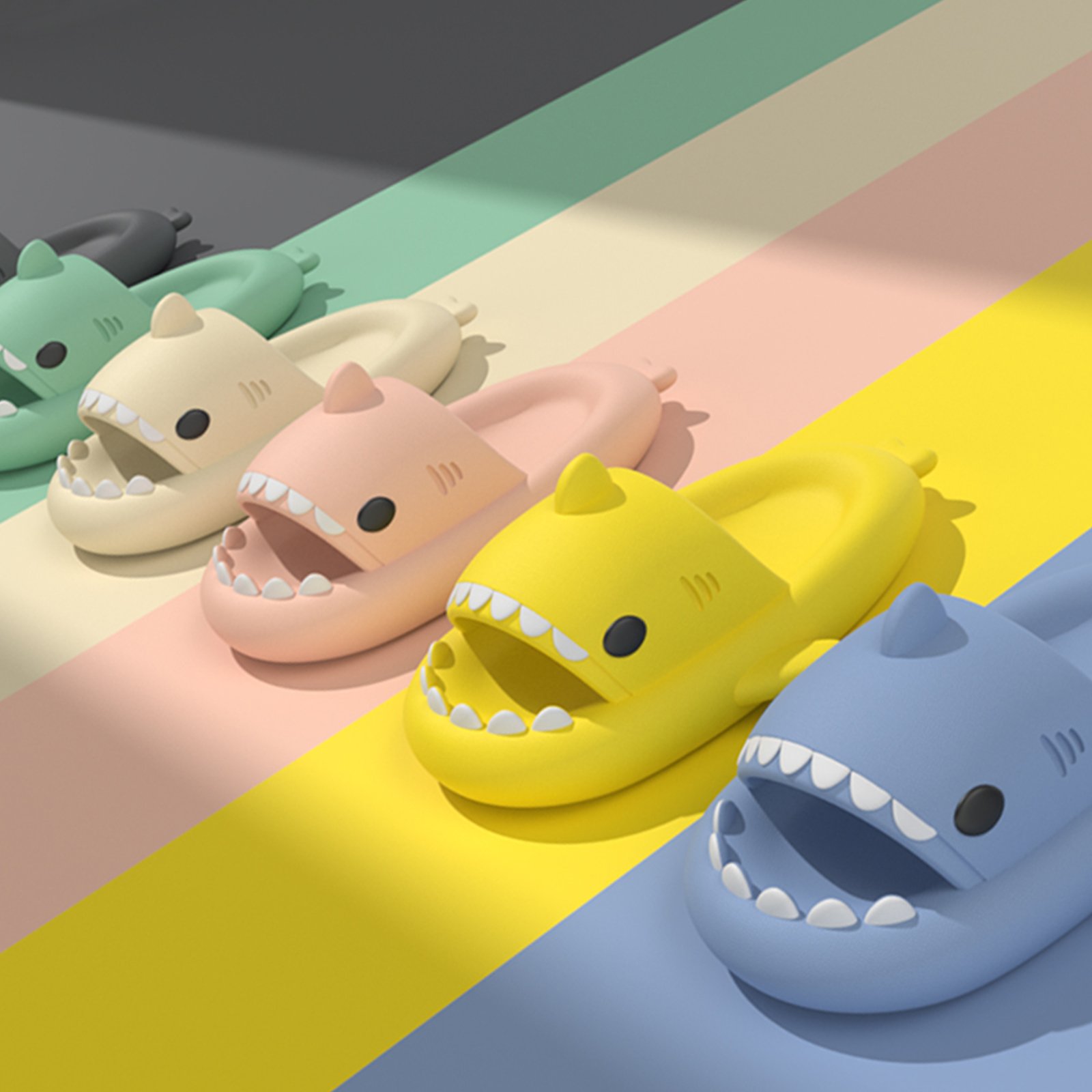 Latest Cute Lightweight Soft Summer Flat Kids Toddlers Cloud Shark Slides