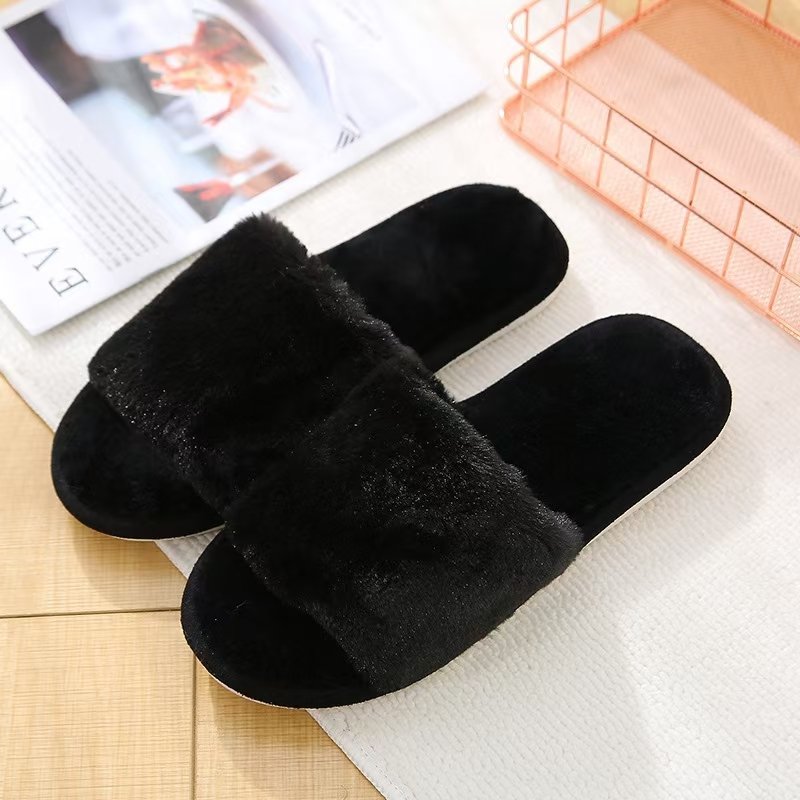 Casual Fluffy Slippers Women House Flats Fashion Popular Plush Winter Designer Shoes Ladies Elegant Platform Footwear Large Size