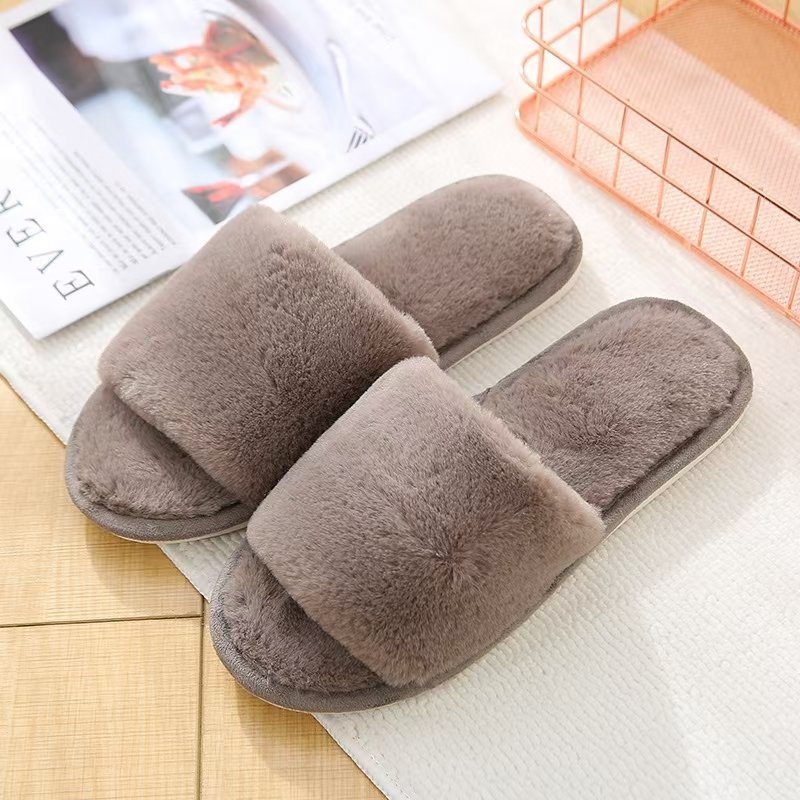 Casual Fluffy Slippers Women House Flats Fashion Popular Plush Winter Designer Shoes Ladies Elegant Platform Footwear Large Size