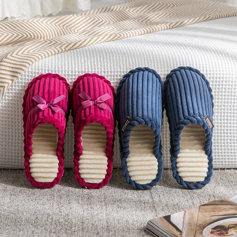 New hot autumn and winter home with non-slip thick bottom men and women couple plush indoor and outdoor cotton slippers