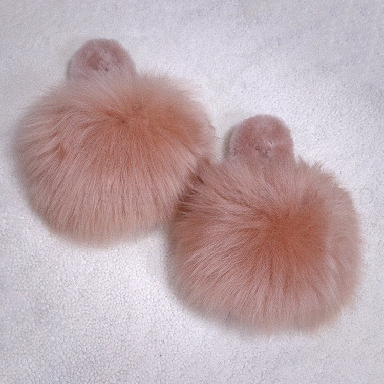 Custom Women's Fashion Fluffy Shaggy Sheepskin Fur Closed Toe Warm Winter Furry House Shearling Fur Slides Slippers