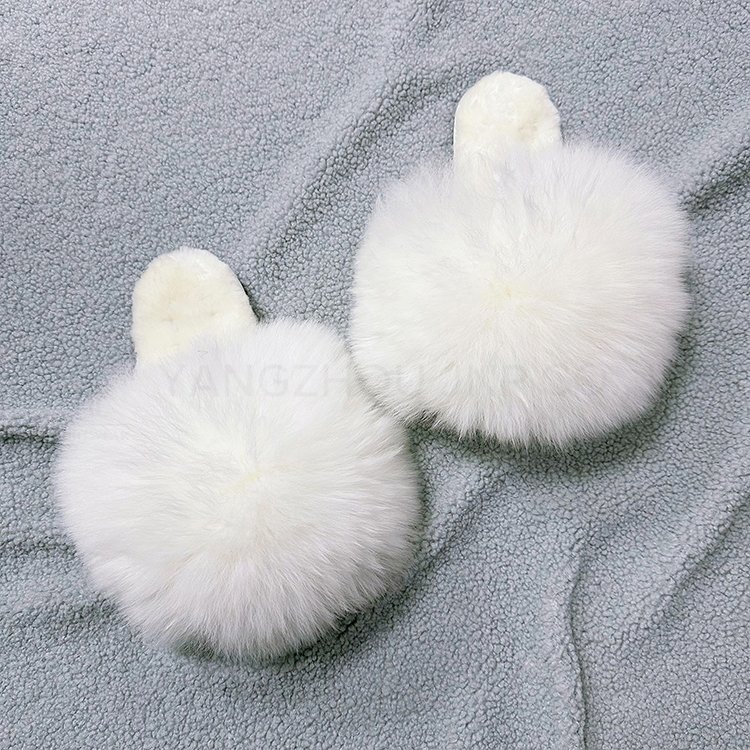 Custom Women's Fashion Fluffy Shaggy Sheepskin Fur Closed Toe Warm Winter Furry House Shearling Fur Slides Slippers