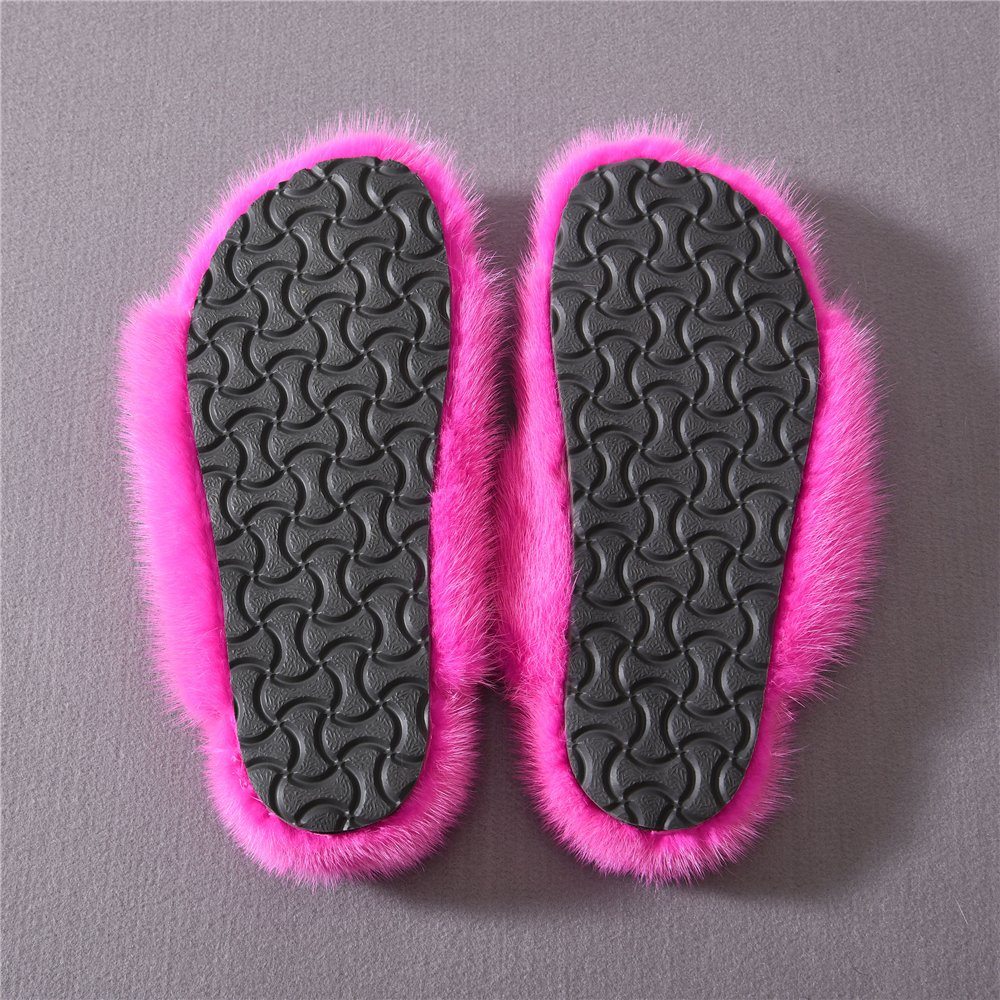 Hot Sell Slippers with Mink Fur High Quality 100% Mink Fur Slides Fashion Mink Fur Slippers for Women