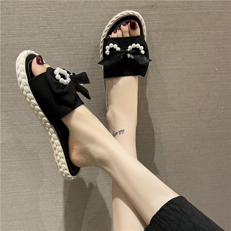 Nicecin New Product Women Bow-knot Pvc Slide Slippers Wholesale Ladies Footwear High Quality Flat Slipper For Women
