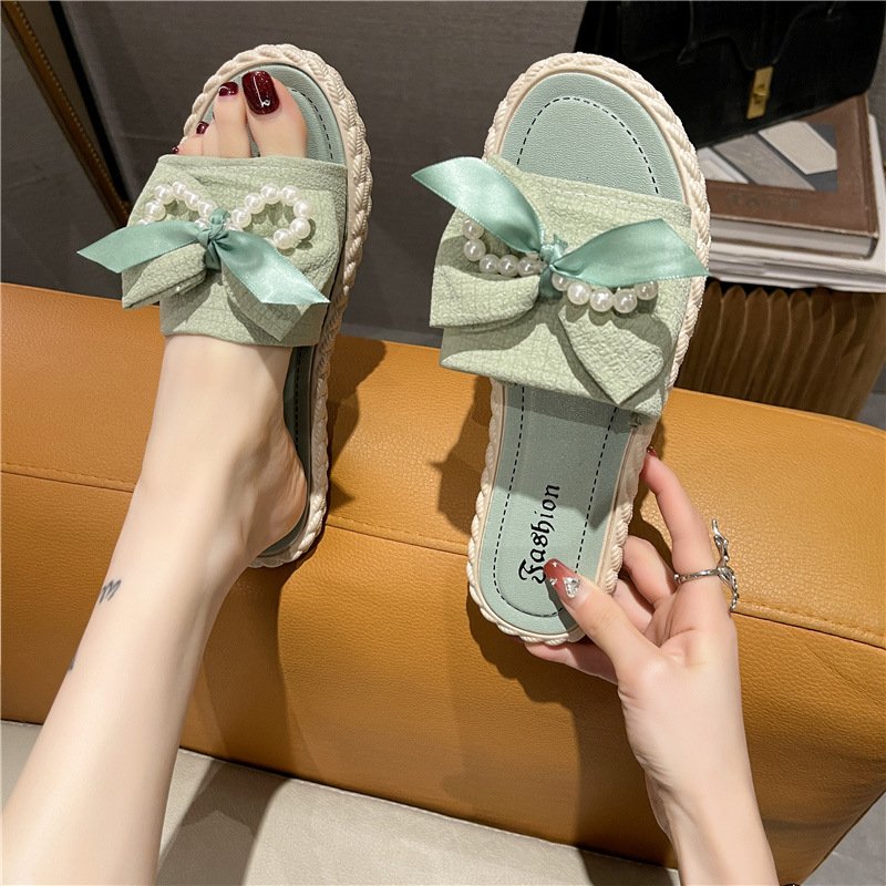 Nicecin New Product Women Bow-knot Pvc Slide Slippers Wholesale Ladies Footwear High Quality Flat Slipper For Women