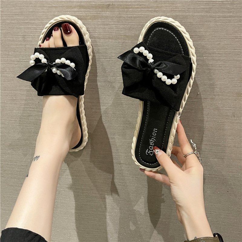 Nicecin New Product Women Bow-knot Pvc Slide Slippers Wholesale Ladies Footwear High Quality Flat Slipper For Women