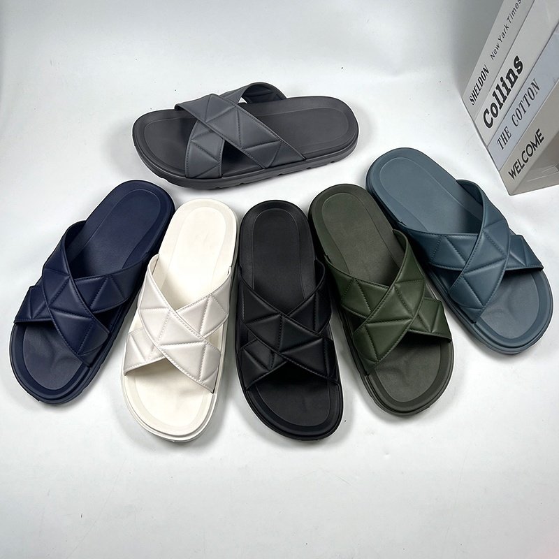 Olicom Custom Logo Corss Strap Slides Sandals Fashion Arab Sandals Summer Sandalias Thick Sole Lightweight Men Slides Slippers