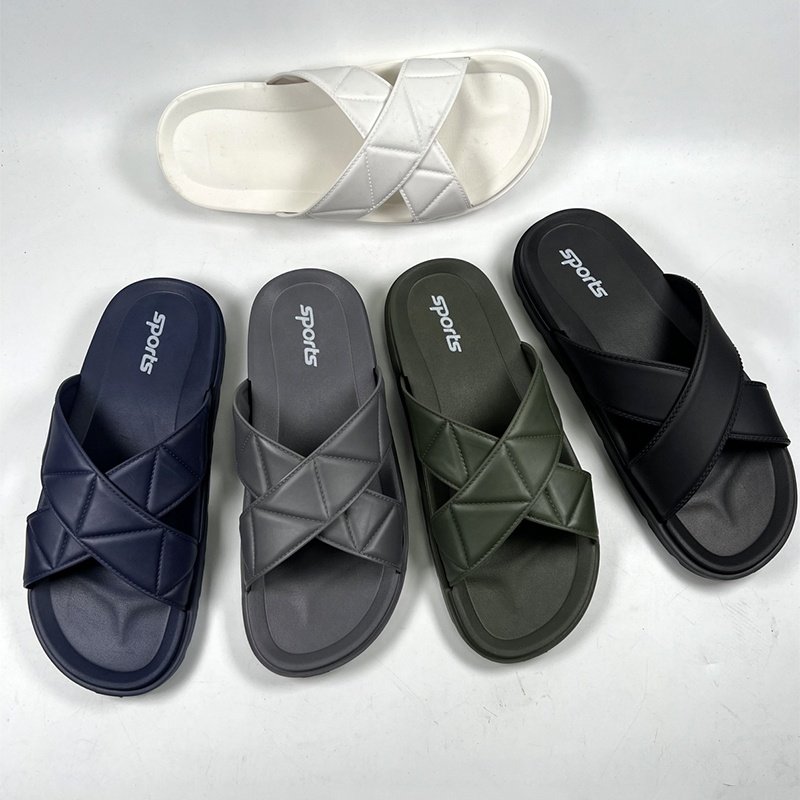 Olicom Custom Logo Corss Strap Slides Sandals Fashion Arab Sandals Summer Sandalias Thick Sole Lightweight Men Slides Slippers