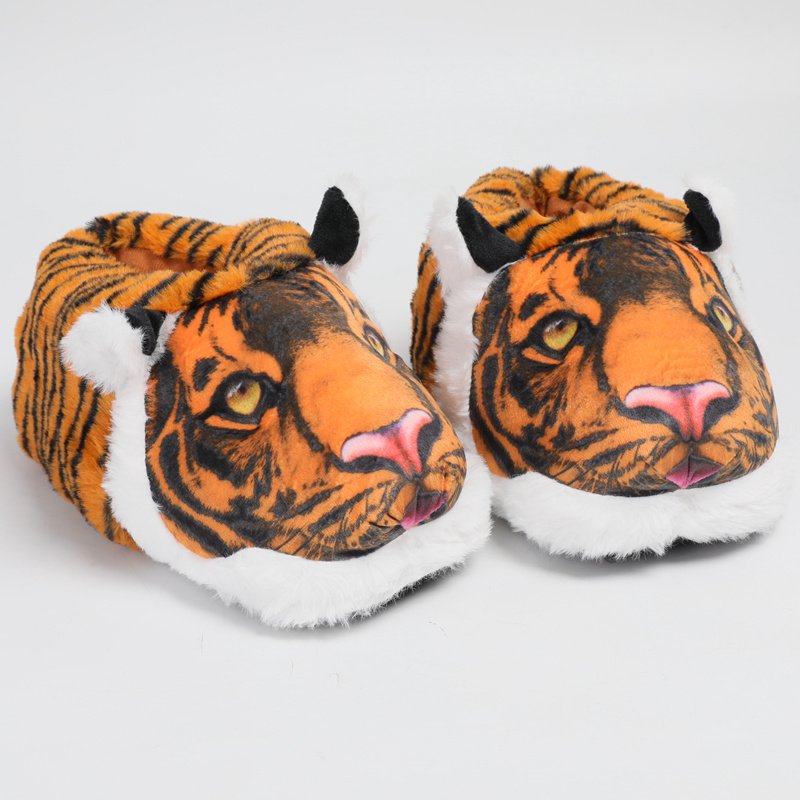 Warm Shoes Peluches White Tiger Slides Slippers Stuffed Toy Animals Simulated Tiger Slippers Plushies Home Slippers