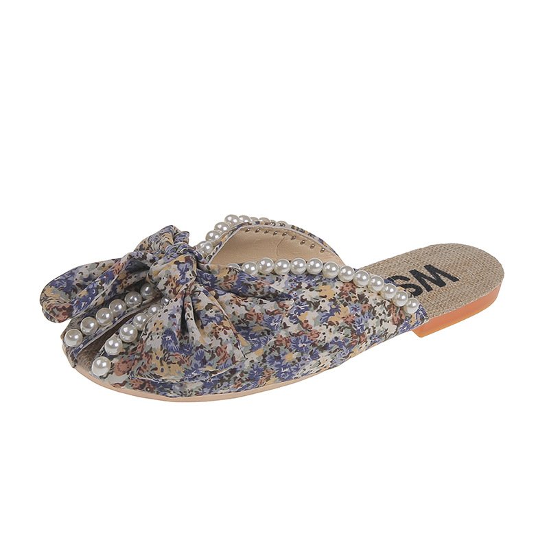 New arrival 2022 hot sales Small floral Ins flip-flops bow slides slippers for ladies wholesales