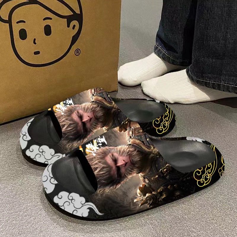 Bosirui EVA /PVCcustom black myth wukong slides slippers for man fashion style outdoor flat sandals unisex custom supported