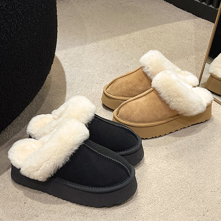 2024 new fashion fur slipper winter platform snow slides slippers fur warm women's slippers