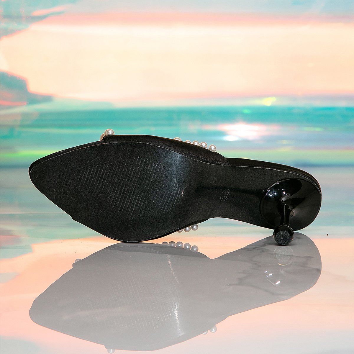 562-16 Sexy temperament pearl stiletto ladies high heel slippers summer fashion women slides slippers