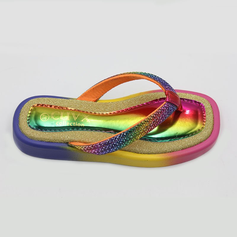 Summer rhinestone Shoes Thick Platform Heels Casual Flip Flops Custom Slides Slippers Heeled Women Wedges Sandals For Women 2024