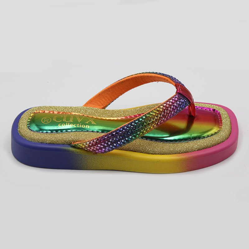 Summer rhinestone Shoes Thick Platform Heels Casual Flip Flops Custom Slides Slippers Heeled Women Wedges Sandals For Women 2024