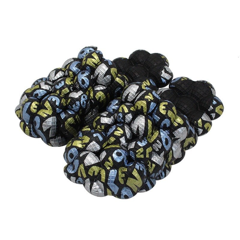 Massage Graffiti Charms Beach Bubble Slides Slippers For Women and Men Summer Creative Color Blocking Slippers Wholesale