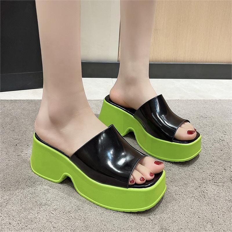 BUSY GIRL XW4761 Platform Sandals For Women Yellow Open Toe Wedges Women Shoes Goth Punk Sandals Shoes Summer Beach Slippers