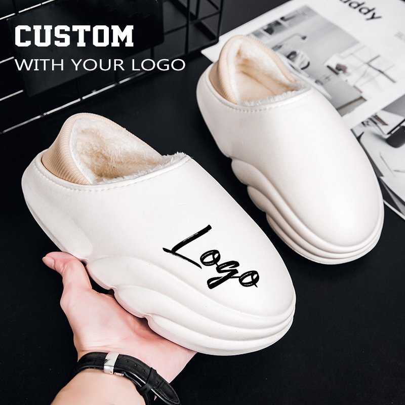 2024 Winter Autumn Warm Fluffy Slides Sandals EVA Waterproof Custom Logo Flat Cotton Shoes Slippers Women Men
