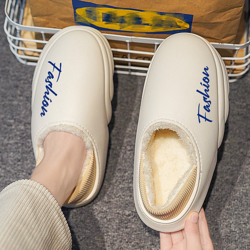 2024 Winter Autumn Warm Fluffy Slides Sandals EVA Waterproof Custom Logo Flat Cotton Shoes Slippers Women Men