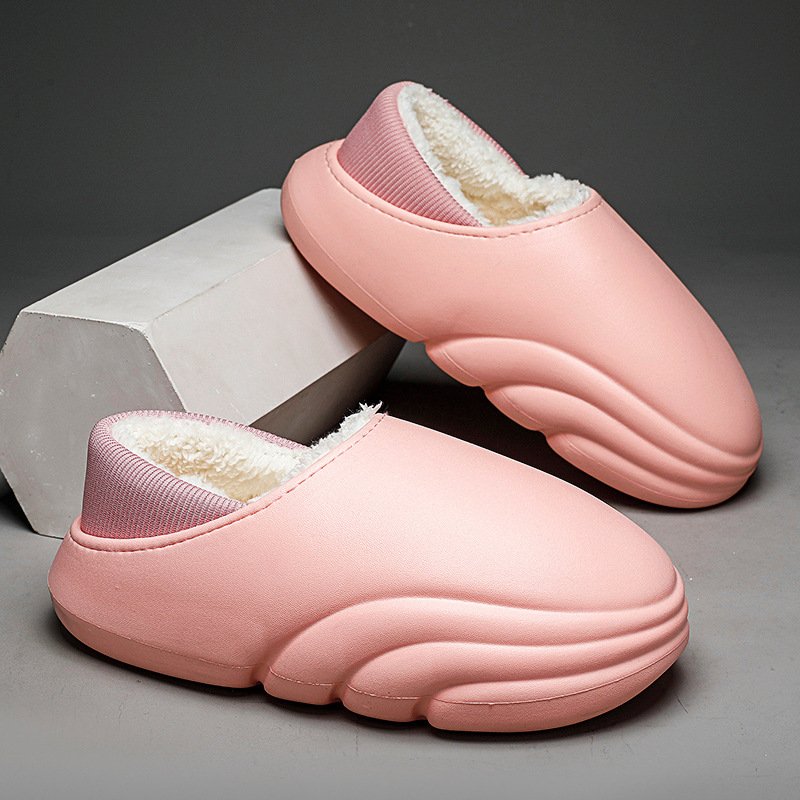 2024 Winter Autumn Warm Fluffy Slides Sandals EVA Waterproof Custom Logo Flat Cotton Shoes Slippers Women Men